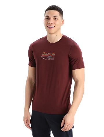 Espresso Men's Icebreaker Merino Tech Lite II Short Sleeve Mountain Geology T Shirts | USA 1183EBCX